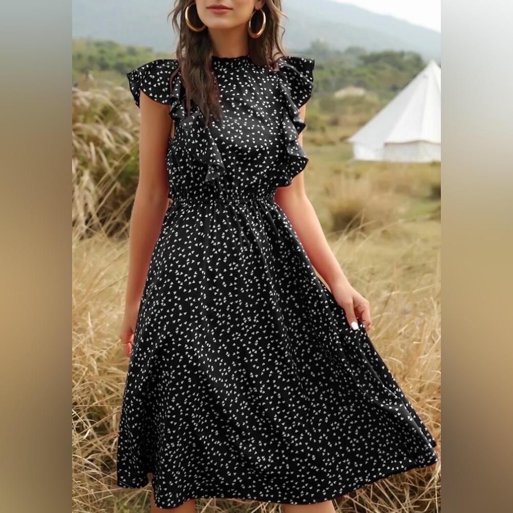 Confetti Heart Butterfly Sleeve Dress